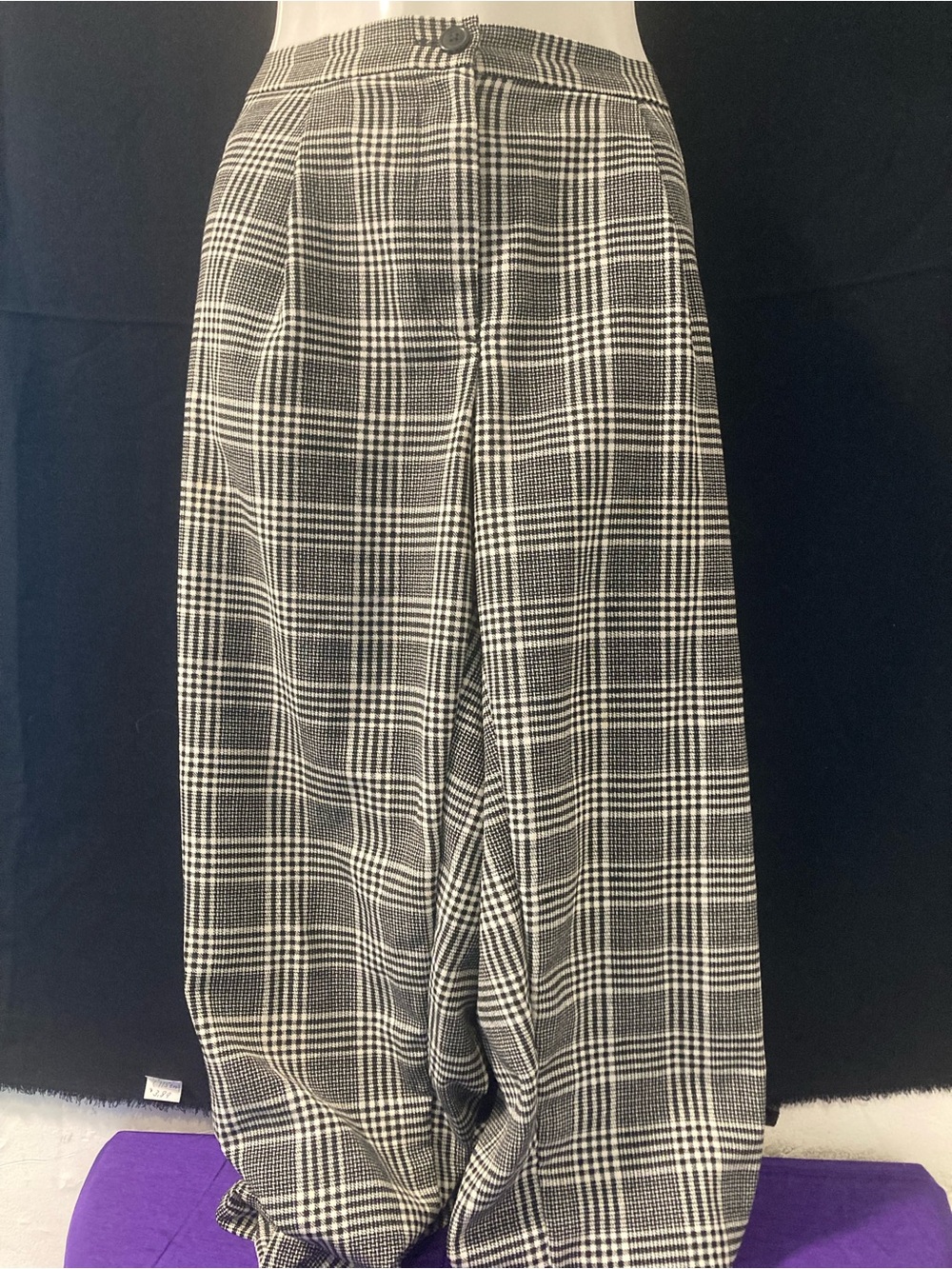 Divided H&M Plaid Wide Leg Pants Black White Size Small